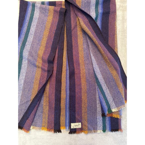VTG Millars made in Ireland 100% Virgin Wool Striped Throw Blanket 83”x65” - Picture 6 of 8